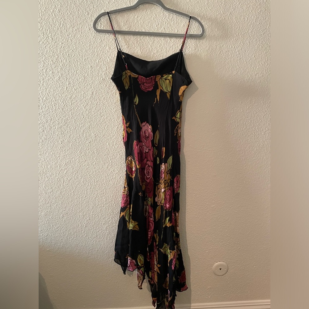 Vintage Black Floral Asymmetrical Dress
